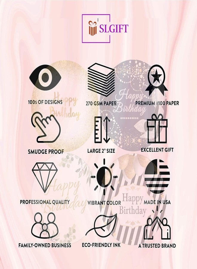SLGIFT Vinyl Happy Birthday Theme Sticker, Self-Adhesive Vinyl Stickers, 40 Pieces, 2 x 2 Inches Round Sticker, 4 Unique Designs, R157 - Image 5